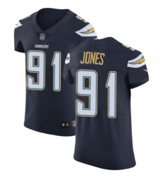 Men's Nike Los Angeles Chargers #91 Justin Jones Navy Blue Team Color Vapor Untouchable Elite Player NFL Jersey