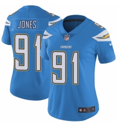Women's Nike Los Angeles Chargers #91 Justin Jones Electric Blue Alternate Vapor Untouchable Limited Player NFL Jersey