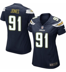 Women's Nike Los Angeles Chargers #91 Justin Jones Game Navy Blue Team Color NFL Jersey