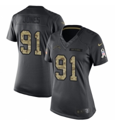 Women's Nike Los Angeles Chargers #91 Justin Jones Limited Black 2016 Salute to Service NFL Jersey