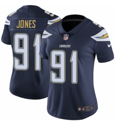 Women's Nike Los Angeles Chargers #91 Justin Jones Navy Blue Team Color Vapor Untouchable Elite Player NFL Jersey