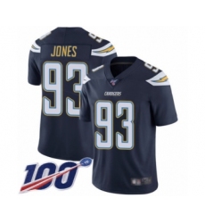 Youth Los Angeles Chargers #93 Justin Jones Navy Blue Team Color Vapor Untouchable Limited Player 100th Season Football Jersey