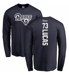 NFL Nike Los Angeles Rams #73 Cornelius Lucas Navy Blue Backer Long Sleeve T-Shirt