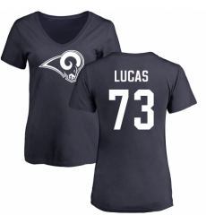 NFL Women's Nike Los Angeles Rams #73 Cornelius Lucas Navy Blue Name & Number Logo Slim Fit T-Shirt