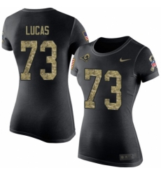 Women's Nike Los Angeles Rams #73 Cornelius Lucas Black Camo Salute to Service T-Shirt