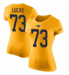 Women's Nike Los Angeles Rams #73 Cornelius Lucas Gold Rush Pride Name & Number T-Shirt