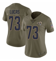 Women's Nike Los Angeles Rams #73 Cornelius Lucas Limited Olive 2017 Salute to Service NFL Jersey