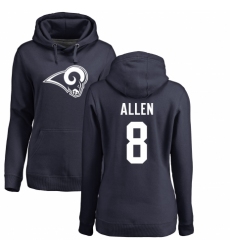 NFL Women's Nike Los Angeles Rams #8 Brandon Allen Navy Blue Name & Number Logo Pullover Hoodie