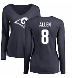 NFL Women's Nike Los Angeles Rams #8 Brandon Allen Navy Blue Name & Number Logo Slim Fit Long Sleeve T-Shirt