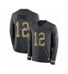 Men's Nike Los Angeles Rams #12 Brandin Cooks Limited Black Salute to Service Therma Long Sleeve NFL Jersey