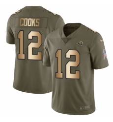 Men's Nike Los Angeles Rams #12 Brandin Cooks Limited Olive/Gold 2017 Salute to Service NFL Jersey