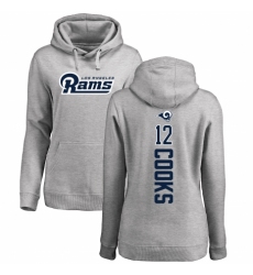 NFL Women's Nike Los Angeles Rams #12 Brandin Cooks Ash Backer Pullover Hoodie
