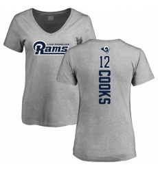 NFL Women's Nike Los Angeles Rams #12 Brandin Cooks Ash Backer V-Neck T-Shirt