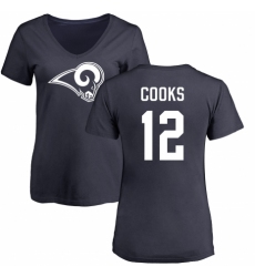 NFL Women's Nike Los Angeles Rams #12 Brandin Cooks Navy Blue Name & Number Logo Slim Fit T-Shirt
