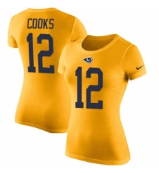 Women's Nike Los Angeles Rams #12 Brandin Cooks Gold Rush Pride Name & Number T-Shirt