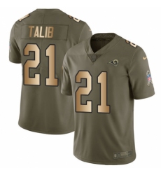 Men's Nike Los Angeles Rams #21 Aqib Talib Limited Olive/Gold 2017 Salute to Service NFL Jersey