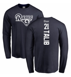 NFL Nike Los Angeles Rams #21 Aqib Talib Navy Blue Backer Long Sleeve T-Shirt
