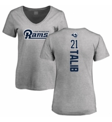 NFL Women's Nike Los Angeles Rams #21 Aqib Talib Ash Backer V-Neck T-Shirt