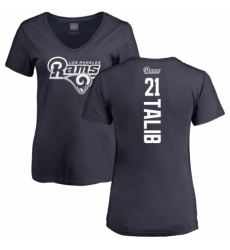NFL Women's Nike Los Angeles Rams #21 Aqib Talib Navy Blue Backer T-Shirt