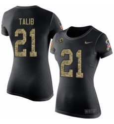 Women's Nike Los Angeles Rams #21 Aqib Talib Black Camo Salute to Service T-Shirt