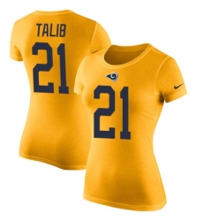 Women's Nike Los Angeles Rams #21 Aqib Talib Gold Rush Pride Name & Number T-Shirt