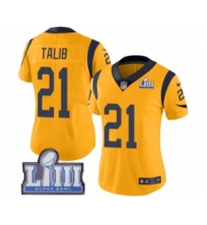 Women's Nike Los Angeles Rams #21 Aqib Talib Limited Gold Rush Vapor Untouchable Super Bowl LIII Bound NFL Jersey