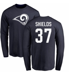 NFL Nike Los Angeles Rams #37 Sam Shields Navy Blue Name & Number Logo Long Sleeve T-Shirt