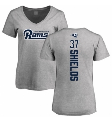 NFL Women's Nike Los Angeles Rams #37 Sam Shields Ash Backer V-Neck T-Shirt