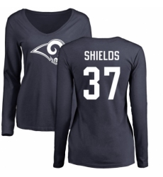 NFL Women's Nike Los Angeles Rams #37 Sam Shields Navy Blue Name & Number Logo Slim Fit Long Sleeve T-Shirt