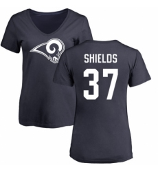 NFL Women's Nike Los Angeles Rams #37 Sam Shields Navy Blue Name & Number Logo Slim Fit T-Shirt