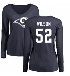 NFL Women's Nike Los Angeles Rams #52 Ramik Wilson Navy Blue Name & Number Logo Slim Fit Long Sleeve T-Shirt