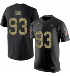 Men's Nike Los Angeles Rams #93 Ndamukong Suh Black Camo Salute to Service T-Shirt