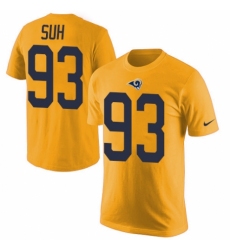 Men's Nike Los Angeles Rams #93 Ndamukong Suh Gold Rush Pride Name & Number T-Shirt