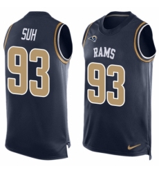 Men's Nike Los Angeles Rams #93 Ndamukong Suh Limited Navy Blue Player Name & Number Tank Top NFL Jersey