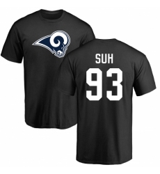 NFL Nike Los Angeles Rams #93 Ndamukong Suh Black Name & Number Logo T-Shirt