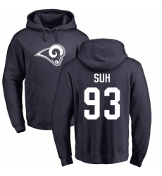 NFL Nike Los Angeles Rams #93 Ndamukong Suh Navy Blue Name & Number Logo Pullover Hoodie