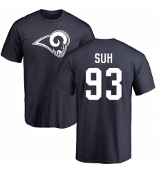 NFL Nike Los Angeles Rams #93 Ndamukong Suh Navy Blue Name & Number Logo T-Shirt