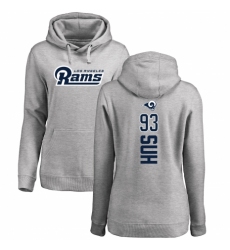 NFL Women's Nike Los Angeles Rams #93 Ndamukong Suh Ash Backer Pullover Hoodie