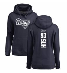 NFL Women's Nike Los Angeles Rams #93 Ndamukong Suh Navy Blue Backer Pullover Hoodie