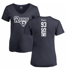 NFL Women's Nike Los Angeles Rams #93 Ndamukong Suh Navy Blue Backer T-Shirt