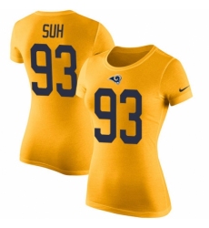Women's Nike Los Angeles Rams #93 Ndamukong Suh Gold Rush Pride Name & Number T-Shirt