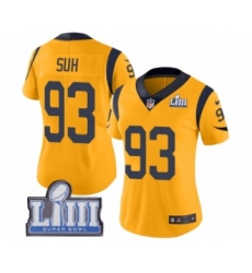 Women's Nike Los Angeles Rams #93 Ndamukong Suh Limited Gold Rush Vapor Untouchable Super Bowl LIII Bound NFL Jersey