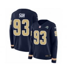 Women's Nike Los Angeles Rams #93 Ndamukong Suh Limited Navy Blue Therma Long Sleeve NFL Jersey
