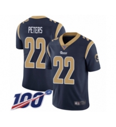 Men's Los Angeles Rams #22 Marcus Peters Navy Blue Team Color Vapor Untouchable Limited Player 100th Season Football Jersey