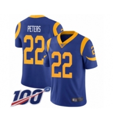Men's Los Angeles Rams #22 Marcus Peters Royal Blue Alternate Vapor Untouchable Limited Player 100th Season Football Jersey