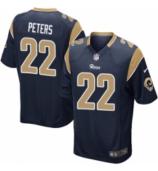 Men's Nike Los Angeles Rams #22 Marcus Peters Game Navy Blue Team Color NFL Jersey