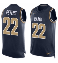 Men's Nike Los Angeles Rams #22 Marcus Peters Limited Navy Blue Player Name & Number Tank Top NFL Jersey