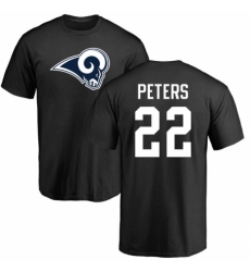 NFL Nike Los Angeles Rams #22 Marcus Peters Black Name & Number Logo T-Shirt