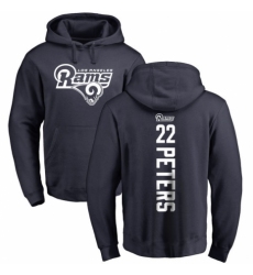 NFL Nike Los Angeles Rams #22 Marcus Peters Navy Blue Backer Pullover Hoodie