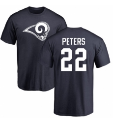 NFL Nike Los Angeles Rams #22 Marcus Peters Navy Blue Name & Number Logo T-Shirt